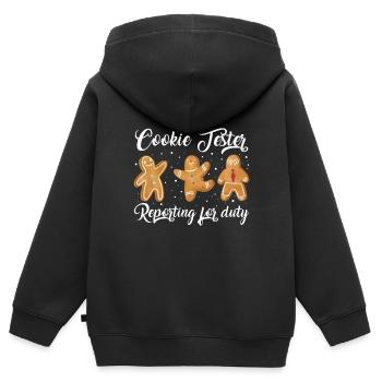 Cuisson biscuits Famille de biscuits de Noël - Sweat Premium à capuche zippé enfant bio - noir - Dos - AI Model Kid Male (0cm)