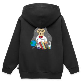 Labrador Scientifiques - Sweat Premium à capuche zippé enfant bio - noir - Dos - AI Model Kid Male (0cm)