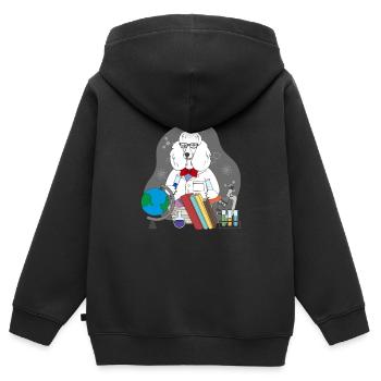 Scientifique caniche - Sweat Premium à capuche zippé enfant bio - noir - Dos - AI Model Kid Male (0cm)
