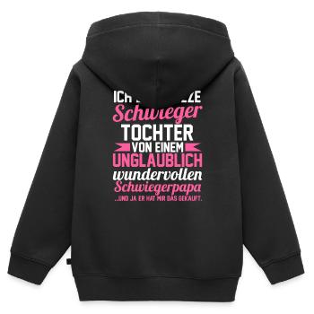 Schwiegertochter - Kinder Premium Organic Zip Hoodie - Schwarz - Hinten - AI Model Kid Male (0cm)