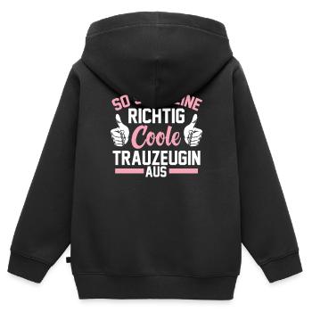 Coole Trauzeugin - Kinder Premium Organic Zip Hoodie - Schwarz - Hinten - AI Model Kid Male (0cm)