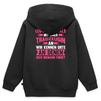 Trauzeugin - Kinder Premium Organic Zip Hoodie - Schwarz - Hinten - AI Model Kid Male (0cm)