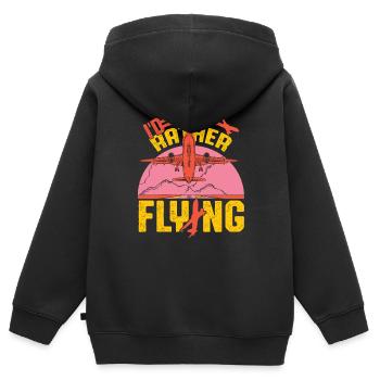 Avion Avion Avion Aéroport - Sweat Premium à capuche zippé enfant bio - noir - Dos - AI Model Kid Male (0cm)