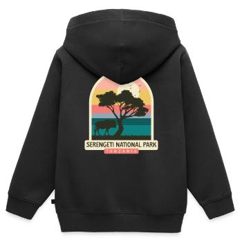 Serengeti-Nationalpark - Tansania - Kinder Premium Organic Zip Hoodie - Schwarz - Hinten - AI Model Kid Male (0cm)