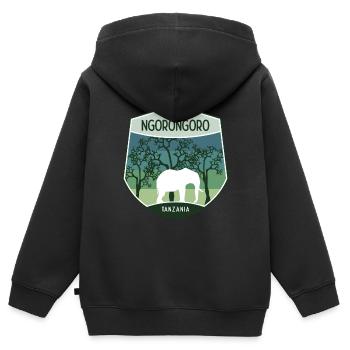 Ngorongoro - Tansania - Kinder Premium Organic Zip Hoodie - Schwarz - Hinten - AI Model Kid Male (0cm)