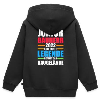 Bauherr Junior Hausbau Hausbauer Bauherr Junioren - Kinder Premium Organic Zip Hoodie - Schwarz - Hinten - AI Model Kid Male (0cm)