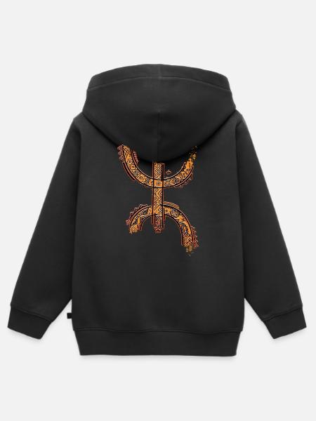 Z IMAZIGHEN TIFINAGH KABYLE POTTERY MOTIFS - Kids Premium Organic Zip-up Hoodie - black