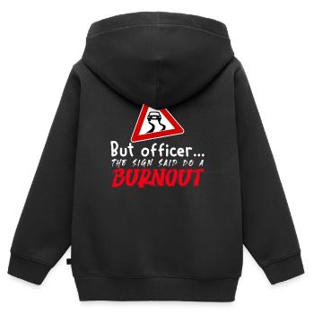 Mais l’officier a dit - Sweat Premium à capuche zippé enfant bio - noir - Dos - AI Model Kid Male (0cm)