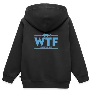 Raubfisch Sportangler Fischen Zander Spruch - Kinder Premium Organic Zip Hoodie - Schwarz - Hinten - AI Model Kid Male (0cm)