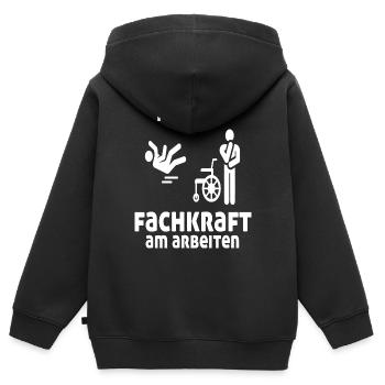 Platz Da Fachkraft Am Arbeiten - Kinder Premium Organic Zip Hoodie - Schwarz - Hinten - AI Model Kid Male (0cm)