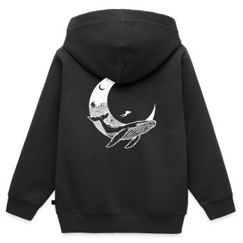 whale Design pour les amateurs de baleines et - Sweat Premium à capuche zippé enfant bio - noir - Dos - AI Model Kid Male (0cm)