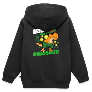 Irlandais J’étais un dinosaure Dino St Patricks Day Toddle - Sweat Premium à capuche zippé enfant bio - noir - Dos - AI Model Kid Male (0cm)