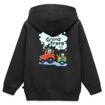 Bientot grand frere tracteur 2022 - Sweat Premium à capuche zippé enfant bio - noir - Dos - AI Model Kid Male (0cm)