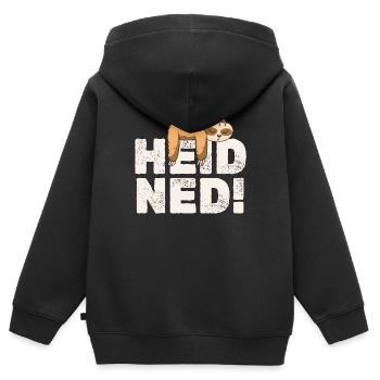 Bayrisches Faultier Hei Ned - Kinder Premium Organic Zip Hoodie - Schwarz - Hinten - AI Model Kid Male (0cm)