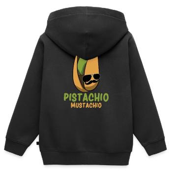 Pistache Mustachio Noix pistaches - Sweat Premium à capuche zippé enfant bio - noir - Dos - AI Model Kid Male (0cm)