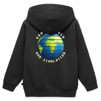 lustig Simulation Theorie Erde Welt Geschenkidee - Kinder Premium Organic Zip Hoodie - Schwarz - Hinten - AI Model Kid Male (0cm)