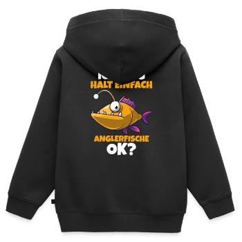 Anglerfisch - Kinder Premium Organic Zip Hoodie - Schwarz - Hinten - AI Model Kid Male (0cm)