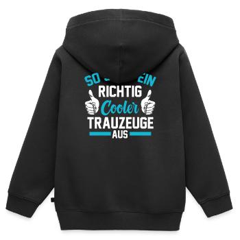 Cooler Trauzeuge - Kinder Premium Organic Zip Hoodie - Schwarz - Hinten - AI Model Kid Male (0cm)