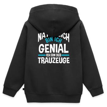 Trauzeuge Junggesellinnenabschied - Kinder Premium Organic Zip Hoodie - Schwarz - Hinten - AI Model Kid Male (0cm)