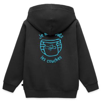 Je m'en bats les couches, bébé mignon - Sweat Premium à capuche zippé enfant bio - noir - Dos - AI Model Kid Male (0cm)