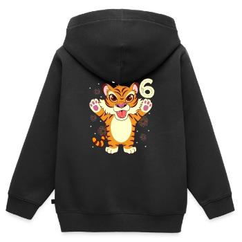 Endlich 6 - Tiger 6. Geburtstag - Kinder Premium Organic Zip Hoodie - Schwarz - Hinten - AI Model Kid Male (0cm)