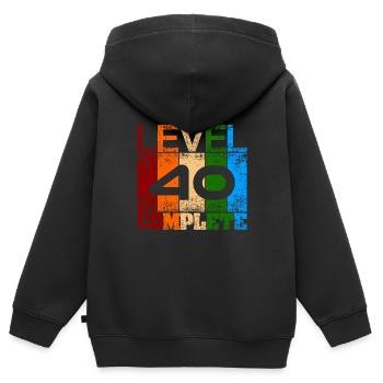 Endlich bin ich 40 - Kinder Premium Organic Zip Hoodie - Schwarz - Hinten - AI Model Kid Male (0cm)