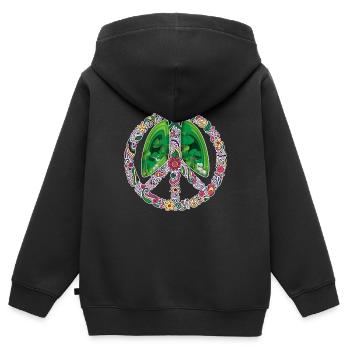 Frieden symbol, Peacezeichen Earth Day Pflanzen - Kinder Premium Organic Zip Hoodie - Schwarz - Hinten - AI Model Kid Male (0cm)