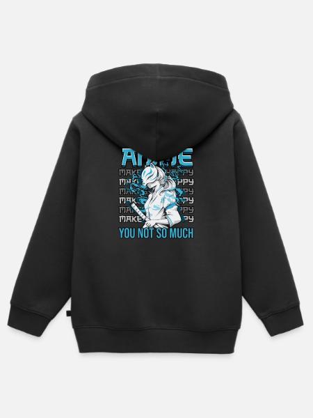 Anime makes me Happy... you not so much Manga - Premium børne zip-hættetrøje økologisk - sort