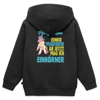 Pflegetochter Pflegevater Pflegepapa - Kinder Premium Organic Zip Hoodie - Schwarz - Hinten - AI Model Kid Male (0cm)