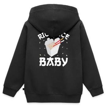 Riz Riz Bébé - Sweat Premium à capuche zippé enfant bio - noir - Dos - AI Model Kid Male (0cm)
