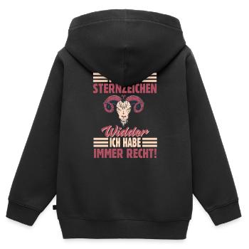 Sternzeichen Widder - Kinder Premium Organic Zip Hoodie - Schwarz - Hinten - AI Model Kid Male (0cm)