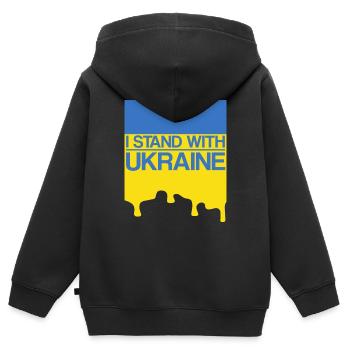 Ich stehe an der Seite der Ukraine mit der Unterstützung der Ukraine Ukrain - Kinder Premium Organic Zip Hoodie - Schwarz - Hinten - AI Model Kid Male (0cm)