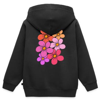 Blumen, Blumenstrauß, Blumenranke, Blumenmuster - Kinder Premium Organic Zip Hoodie - Schwarz - Hinten - AI Model Kid Male (0cm)