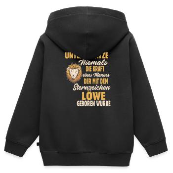 Sternzeichen Löwe - Kinder Premium Organic Zip Hoodie - Schwarz - Hinten - AI Model Kid Male (0cm)