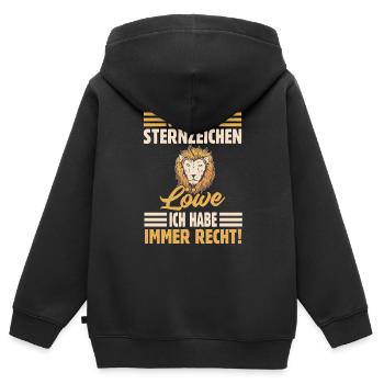 Sternzeichen Löwe - Kinder Premium Organic Zip Hoodie - Schwarz - Hinten - AI Model Kid Male (0cm)