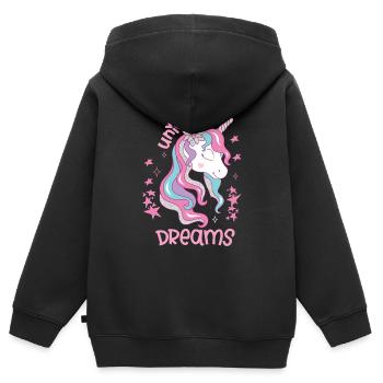 Citations de licornes Rêves de licornes - Sweat Premium à capuche zippé enfant bio - noir - Dos - AI Model Kid Male (0cm)