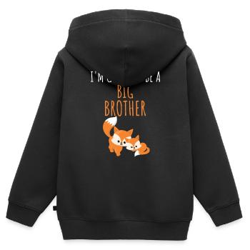 Je serai big brother foxes cadeau - Sweat Premium à capuche zippé enfant bio - noir - Dos - AI Model Kid Male (0cm)