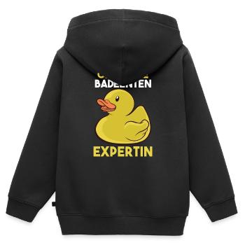 Ente Quitscheente Badeenten - Kinder Premium Organic Zip Hoodie - Schwarz - Hinten - AI Model Kid Male (0cm)