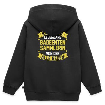 Ente Quitscheente Badeenten - Kinder Premium Organic Zip Hoodie - Schwarz - Hinten - AI Model Kid Male (0cm)