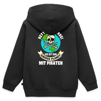 Pirat Piraten - Kinder Premium Organic Zip Hoodie - Schwarz - Hinten - AI Model Kid Male (0cm)