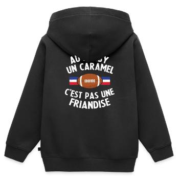 Au Rugby Un Caramel C'est Pas Une Friandise - Sweat Premium à capuche zippé enfant bio - noir - Dos - AI Model Kid Male (0cm)