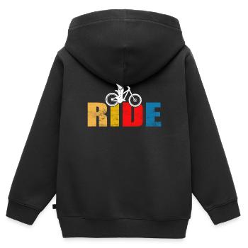 MOUNTAINBIKE-TOUR - Kinder Premium Organic Zip Hoodie - Schwarz - Hinten - AI Model Kid Male (0cm)