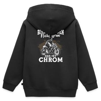 Biker werden nicht grau das ist Chrom - Kinder Premium Organic Zip Hoodie - Schwarz - Hinten - AI Model Kid Male (0cm)