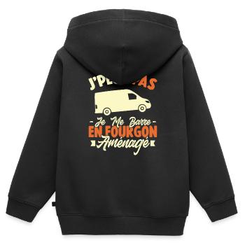 J'peux pas j'me barre en fourgon aménagé - Sweat Premium à capuche zippé enfant bio - noir - Dos - AI Model Kid Male (0cm)