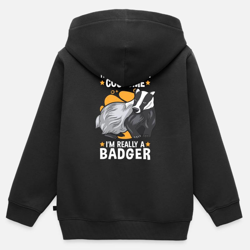 C’est mon costume de blaireau de miel martre blaireau - Sweat Premium à capuche zippé enfant bio - noir