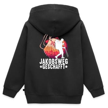 Jakobsweg Pilgern - Kinder Premium Organic Zip Hoodie - Schwarz - Hinten - AI Model Kid Male (0cm)