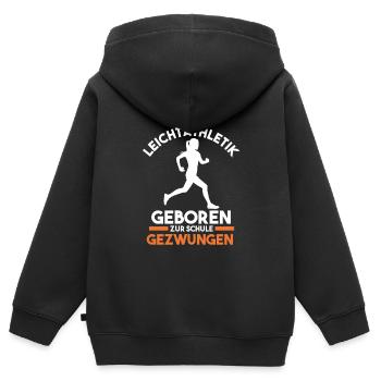 Leichtathletik - Kinder Premium Organic Zip Hoodie - Schwarz - Hinten - AI Model Kid Male (0cm)