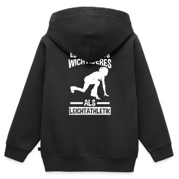 Leichtathletik - Kinder Premium Organic Zip Hoodie - Schwarz - Hinten - AI Model Kid Male (0cm)