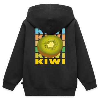 KIWI - Kinder Premium Organic Zip Hoodie - Schwarz - Hinten - AI Model Kid Male (0cm)