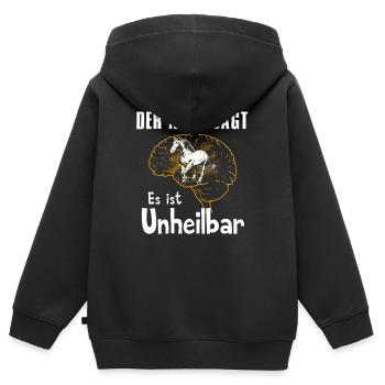 Der Arzt sagt es ist unheilbar - Kinder Premium Organic Zip Hoodie - Schwarz - Hinten - AI Model Kid Male (0cm)